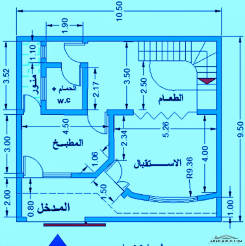 تصميم بيت عراقى للمهندس محمد المكى 10.5 * 9.5