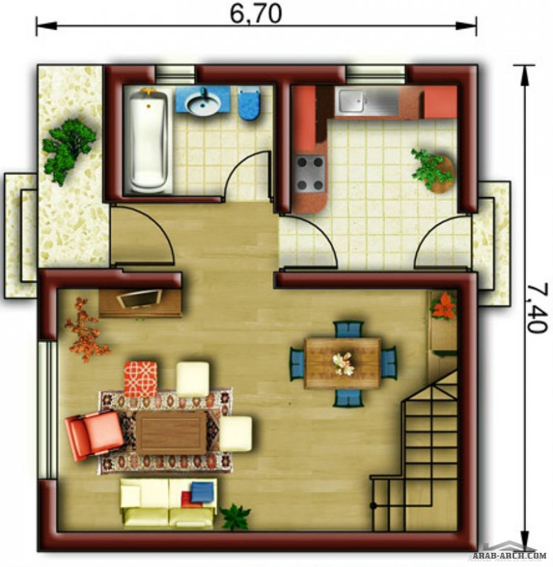 مخطط مينى فيلا 6.7 *7.4 متر