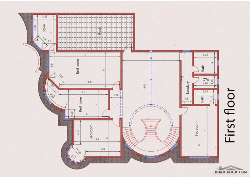 نموذج لمخططات فلة  (20متر*26متر) عمل لمكتب المهندس المعماري محمد فريد عبود