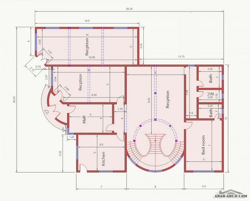 نموذج لمخططات فلة  (20متر*26متر) عمل لمكتب المهندس المعماري محمد فريد عبود