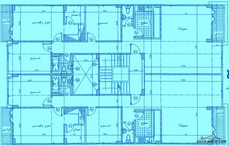 عمارة سكية مودرن مساحه الدور 184 متر مربع - مرفق مخطط  الدور المتكرر