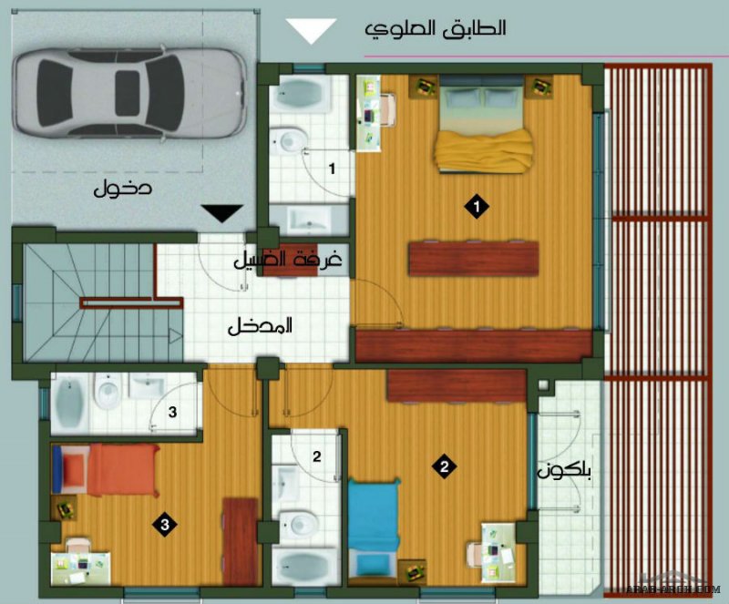 تصميم لفيلا تركى صغيرة المساحه 4 غرف نوم ماستر