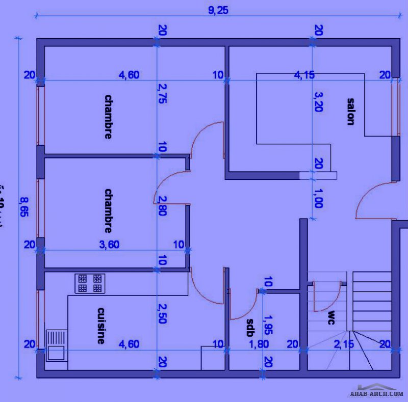 تصميم بقعة ارضية منزل" 80متر"